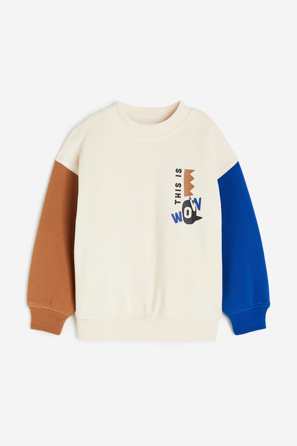 H&M Oversized Sweatshirt Naturhvit/blokkfarget