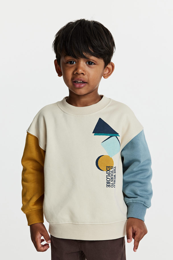 H&M Oversized Sweatshirt Cremefarben/Blockfarben