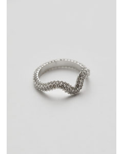 Crystal Embellished Ring Silver
