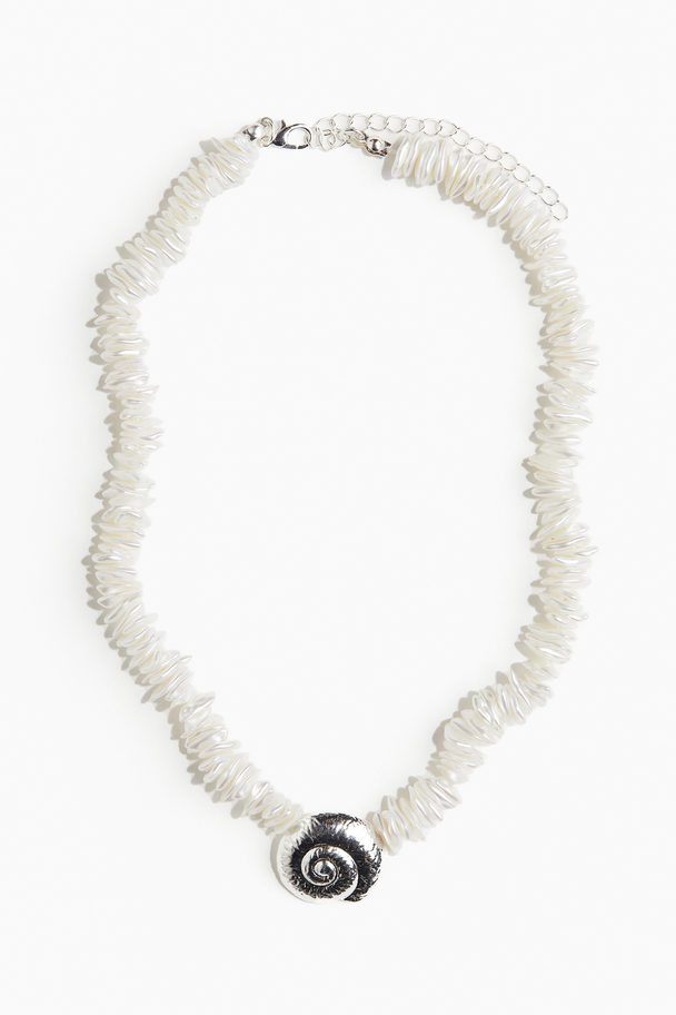 H&M Beaded Short Necklace Cream/seashell