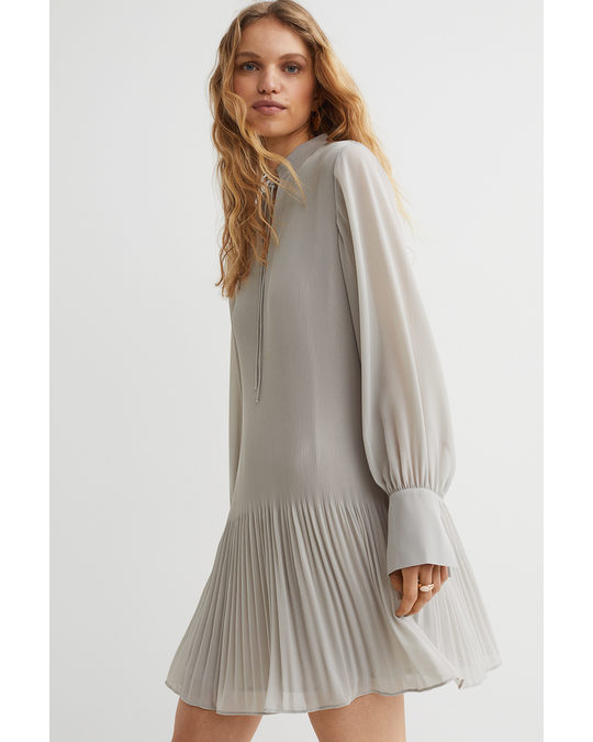 H&M Pleated Dress Light Greige