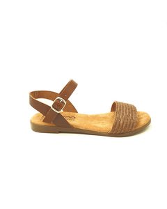 Hebe Flat Sandal With Jute Strap In Brown Colour