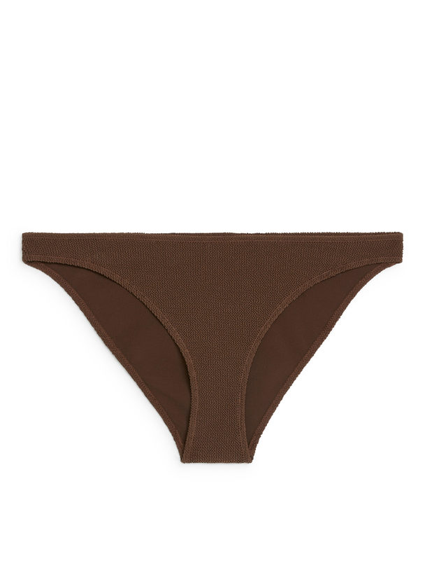 ARKET Low Waist Crinkle Bikini Bottom Brown