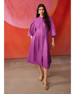 Wide-sleeve Midi Dress Purple