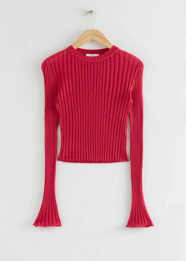 & Other Stories Slim-fit Ribbed Top Red