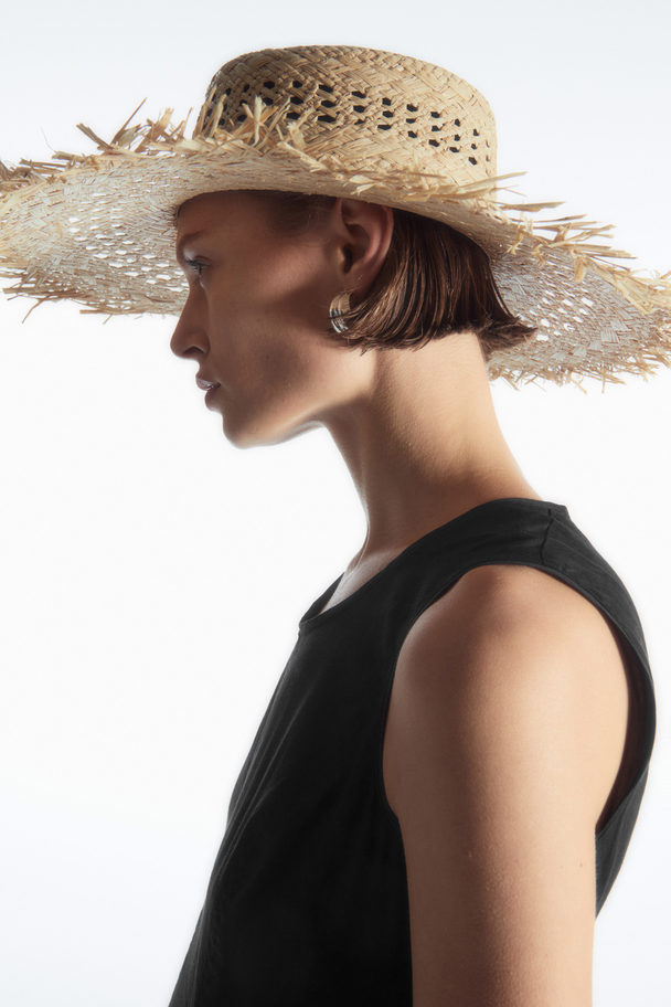 COS Frayed Straw Hat Beige