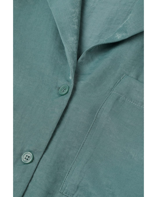 H&M Lyocell-blend Shirt Turquoise