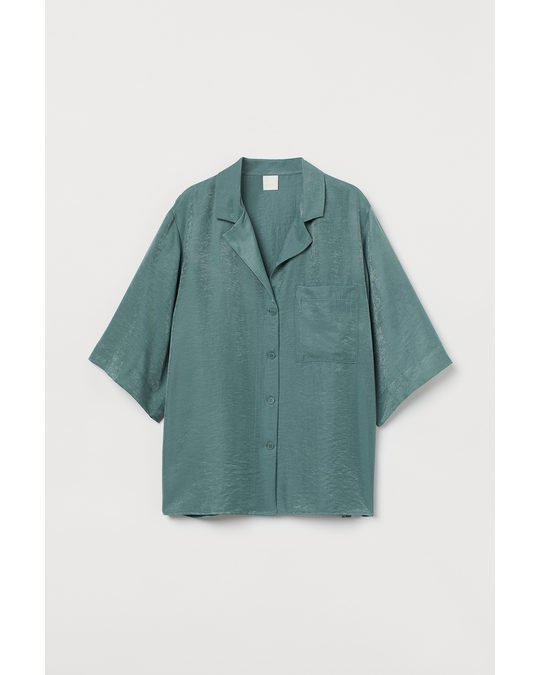 H&M Lyocell-blend Shirt Turquoise