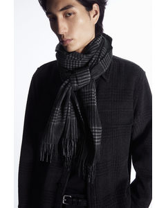 Wool And Cashmere-blend Fringed Scarf Grey / Checked