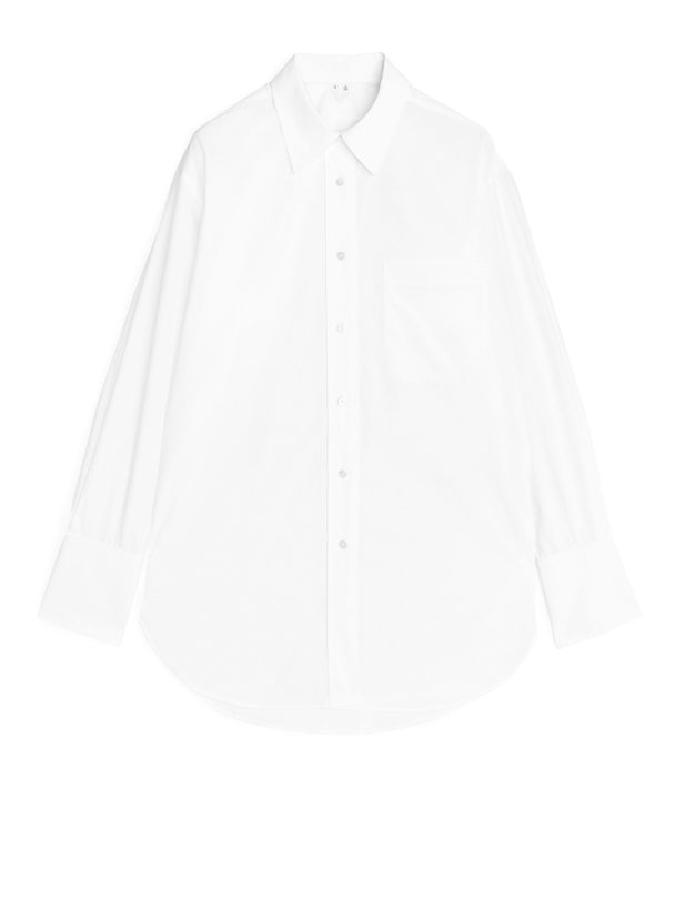 ARKET Ekstra Stor Poplin-skjorte Hvid