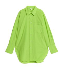 Oversized-Hemd aus Popeline Limettengrün