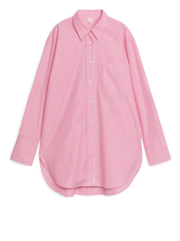 Arket Oversized Poplin Shirt Pink/white