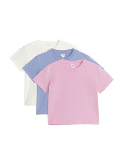 T-shirt, 3-pack Rosa/lila/off-white