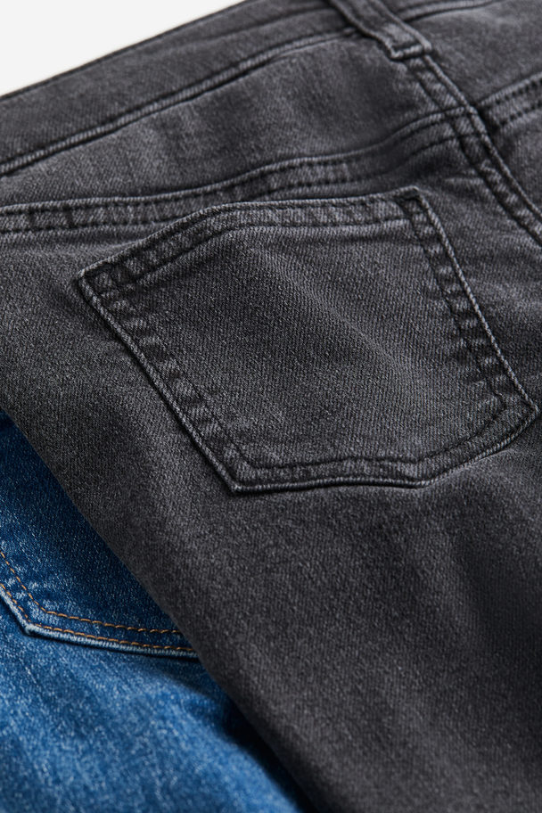 H&M 2-pack Skinny Fit Lined Jeans Denim Blue/washed Black