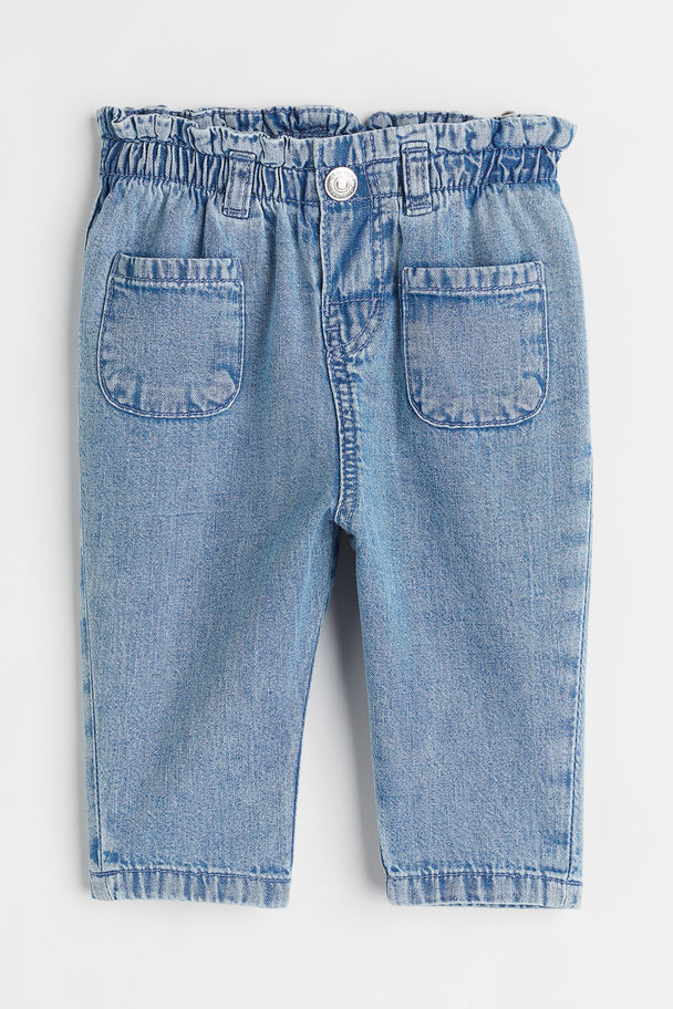 H&M Paperbag-Jeans aus Baumwolle Blau