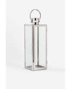 Metal Candle Lantern Silver-coloured