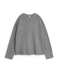 Oversized Wool Jumper Grey Melange