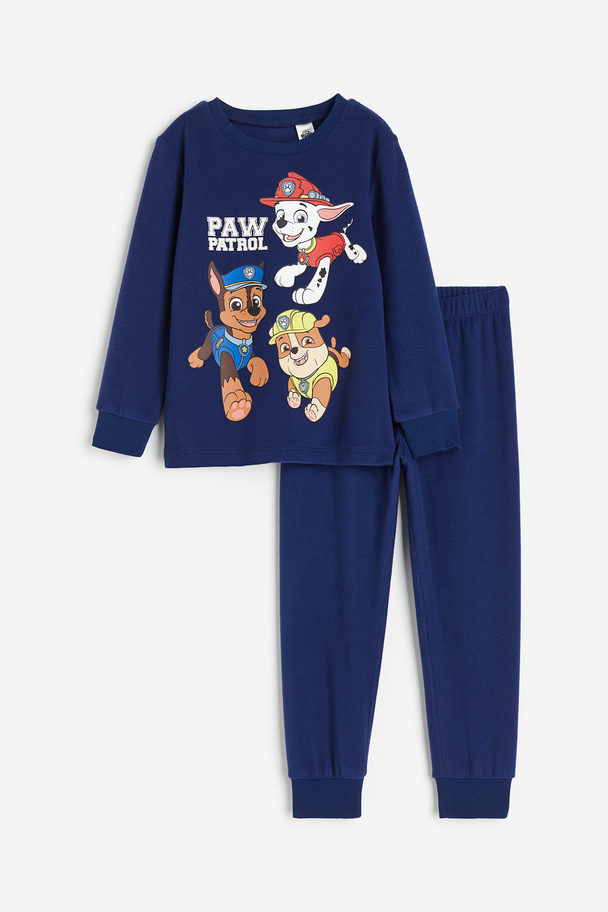 H&M Fleece-Schlafanzug mit Print Dunkelblau/Paw Patrol