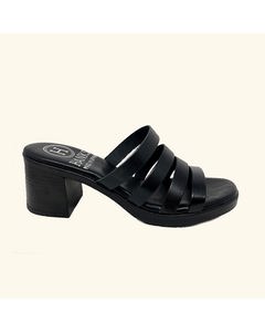 Black Paros Leather Heeled Sandals