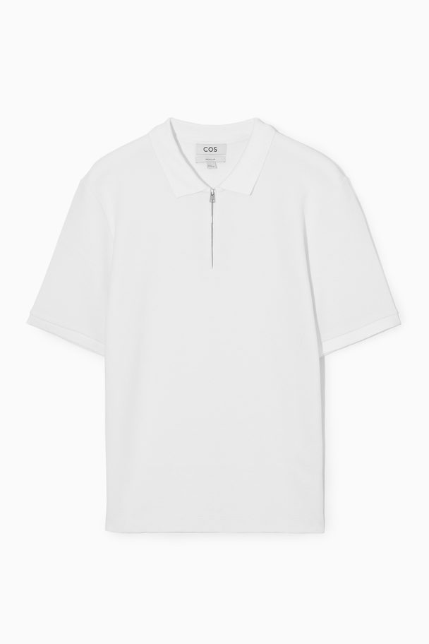 COS Cotton-piqué Half-zip Polo Shirt White