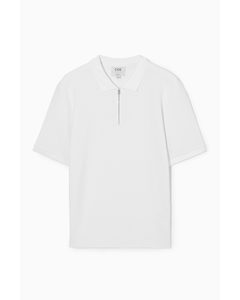 Cotton-piqué Half-zip Polo Shirt White