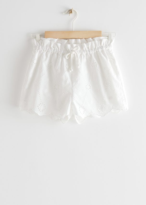& Other Stories Kids Scallop Drawstring Shorts White