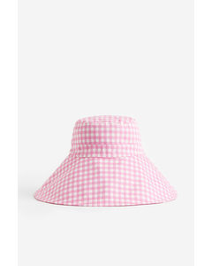 Bucket Hat aus Baumwolle Rosa/Kariert