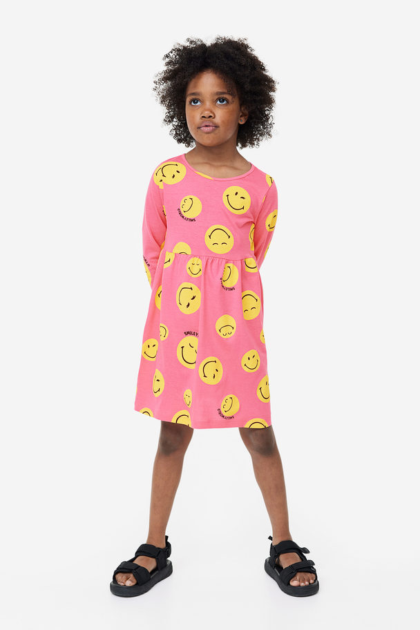 H&M Patterned Cotton Dress Pink/smileyworld®