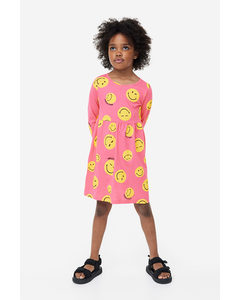 Patterned Cotton Dress Pink/smileyworld®
