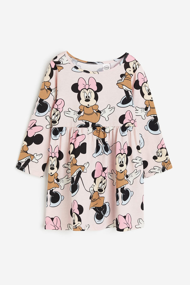 H&M Patterned Cotton Dress Light Pink/minnie Mouse