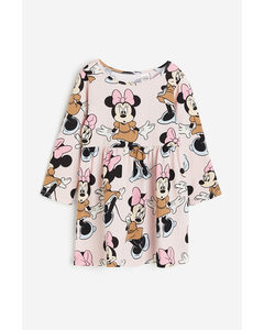 Patterned Cotton Dress Light Pink/minnie Mouse