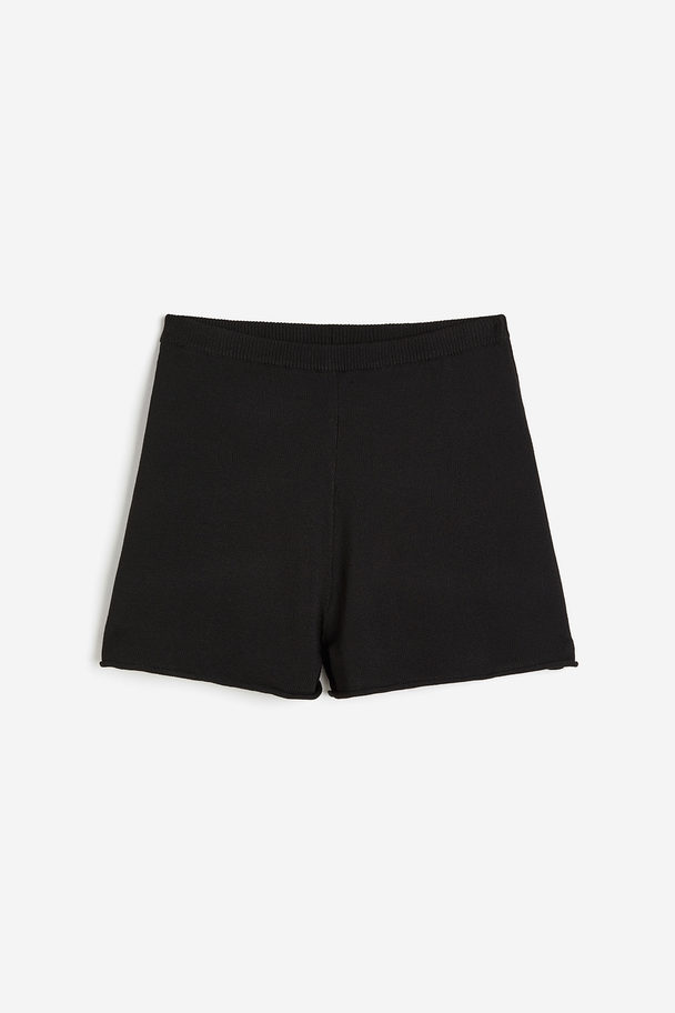 H&M Fijngebreide Short Zwart