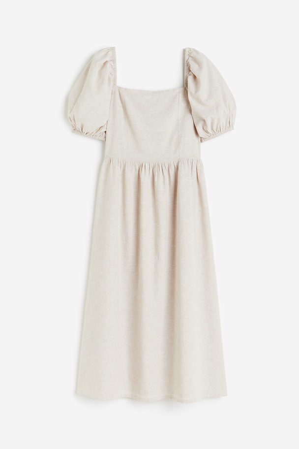 H&M Kleid aus Leinenmix Greige