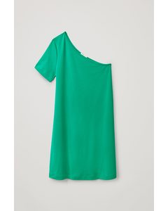 One-shoulder T-shirt Dress Bright Green