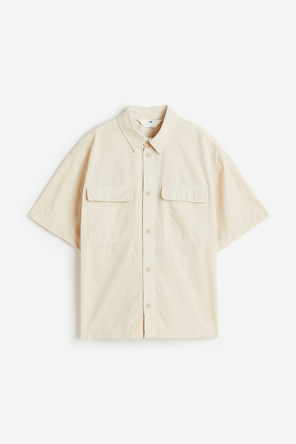 H&M Overhemd Met Korte Mouwen Lichtbeige