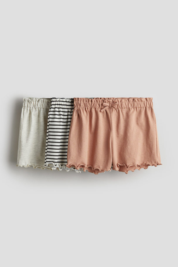 H&M 3-pack Trikåshorts Vit/randig