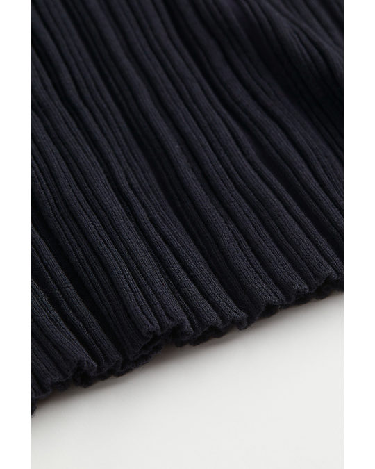 H&M Rib-knit Top Dark Blue