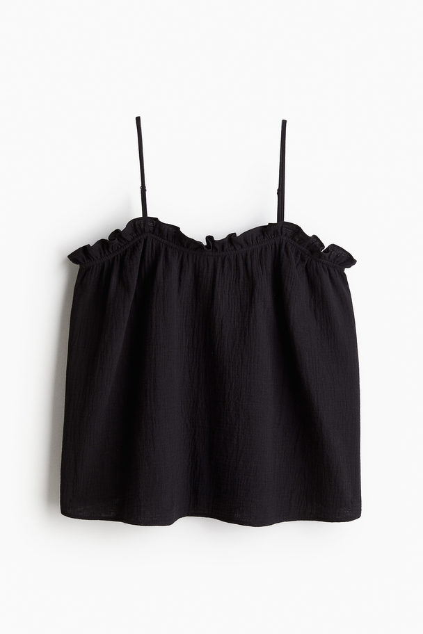 H&M Frill-trimmed Strappy Top Black