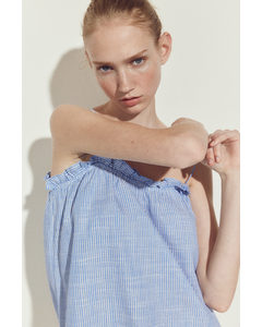 Frill-trimmed Strappy Top Blue/striped