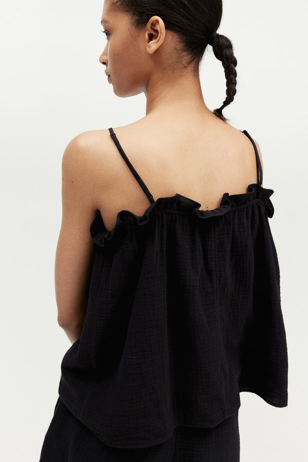 H&M Frill-trimmed Strappy Top Black