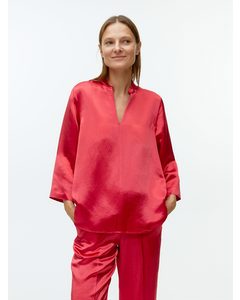 Relaxed Satin Blouse Red