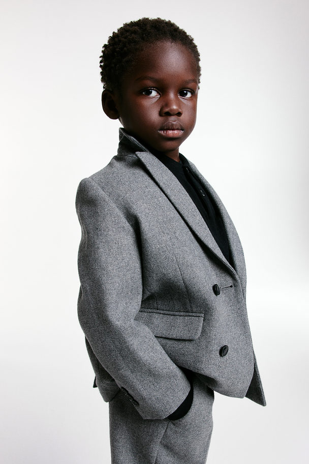 H&M Double-breasted Wool-blend Jacket Dark Grey
