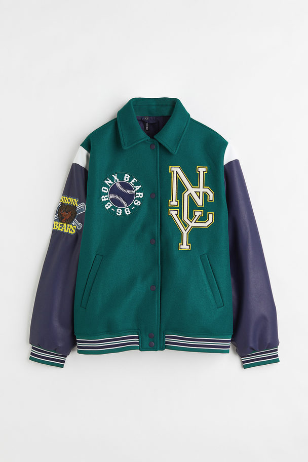 H&M Baseballjacke Dunkelgrün/Bronx Bears