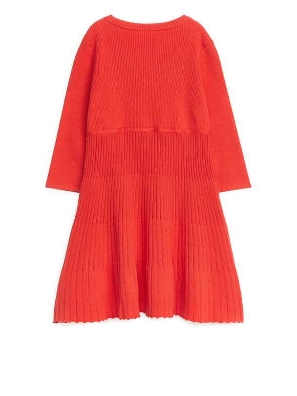 Arket Rib Knitted Dress Bright Red