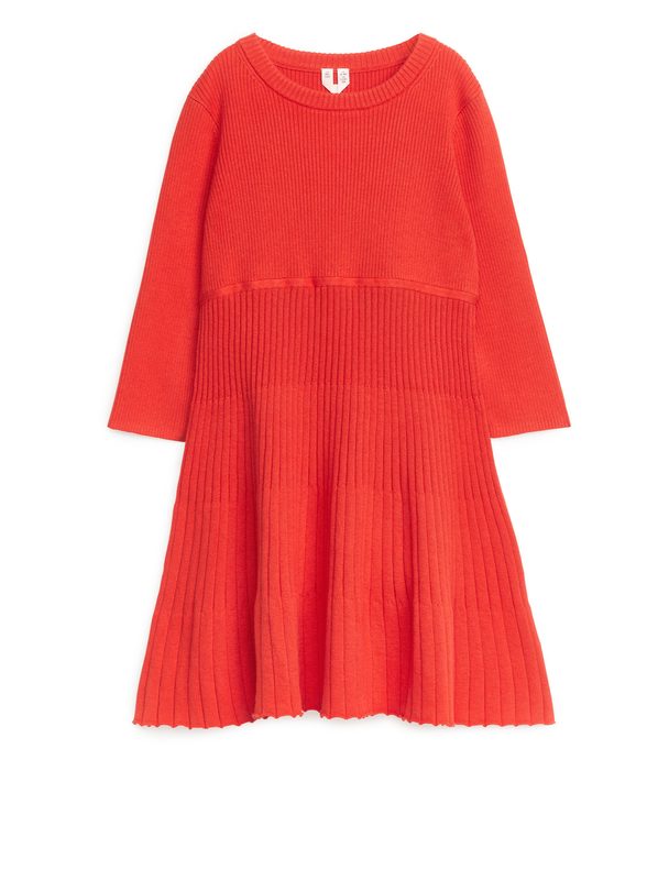 Arket Rib Knitted Dress Bright Red