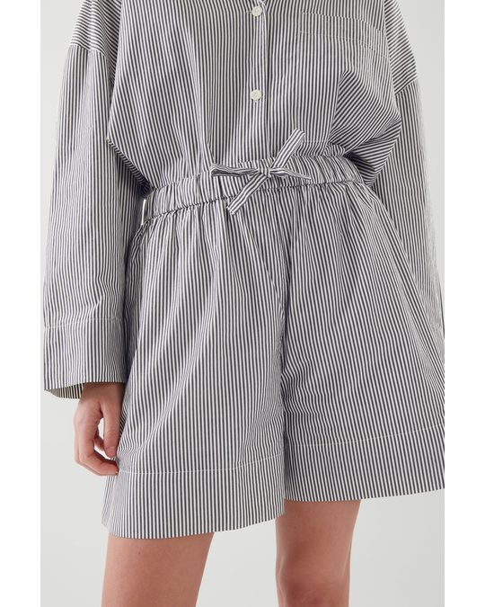COS Drawstring Pyjama Shorts Navy / White