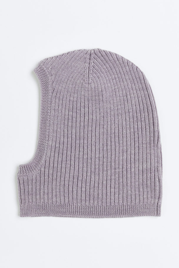 H&M Rib-knit Wool Balaclava Mauve