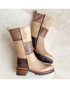 Jarvis Beige Leather Heeled Boots