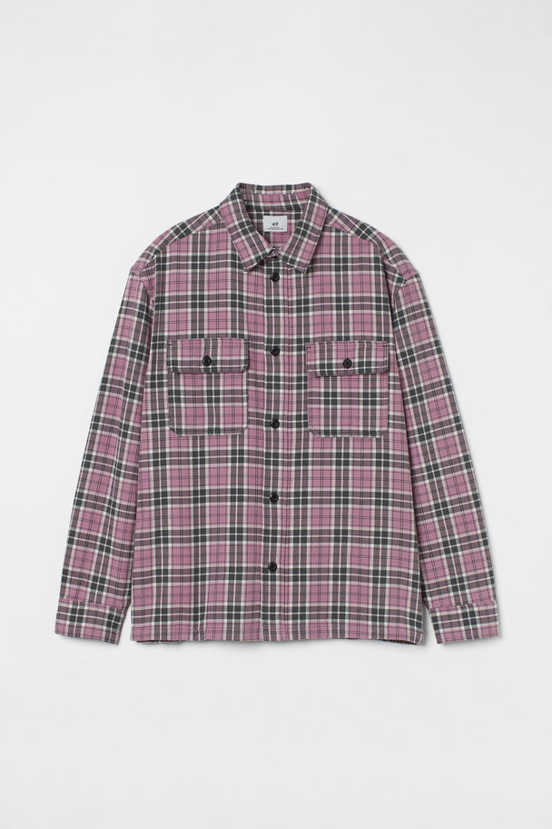H&M Relaxed Fit Overshirt Lilla/sort