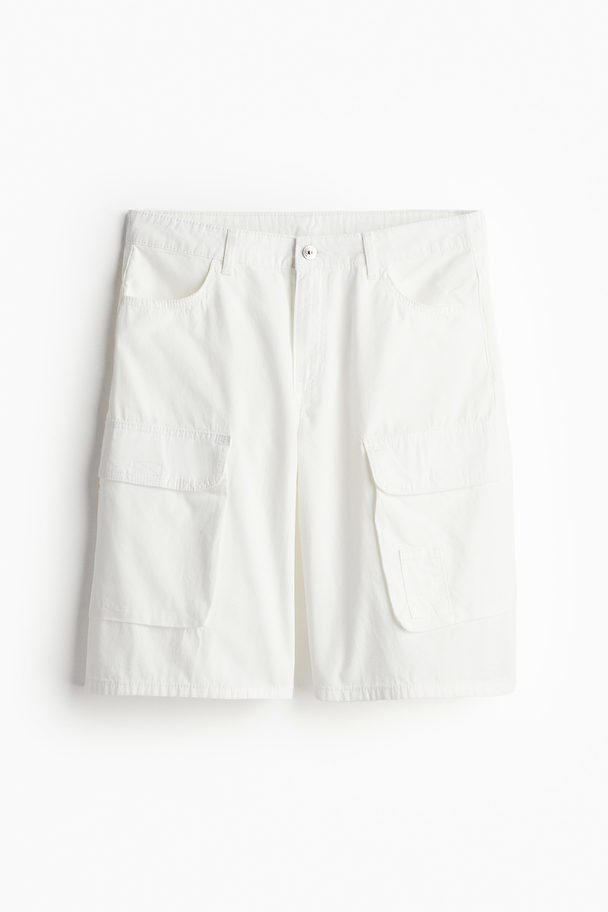 H&M Cargo-Shorts aus Canvas Cremefarben